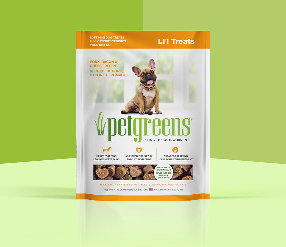 bacon and cheese dog treats package