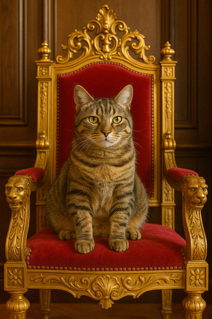 cat on a throne chair