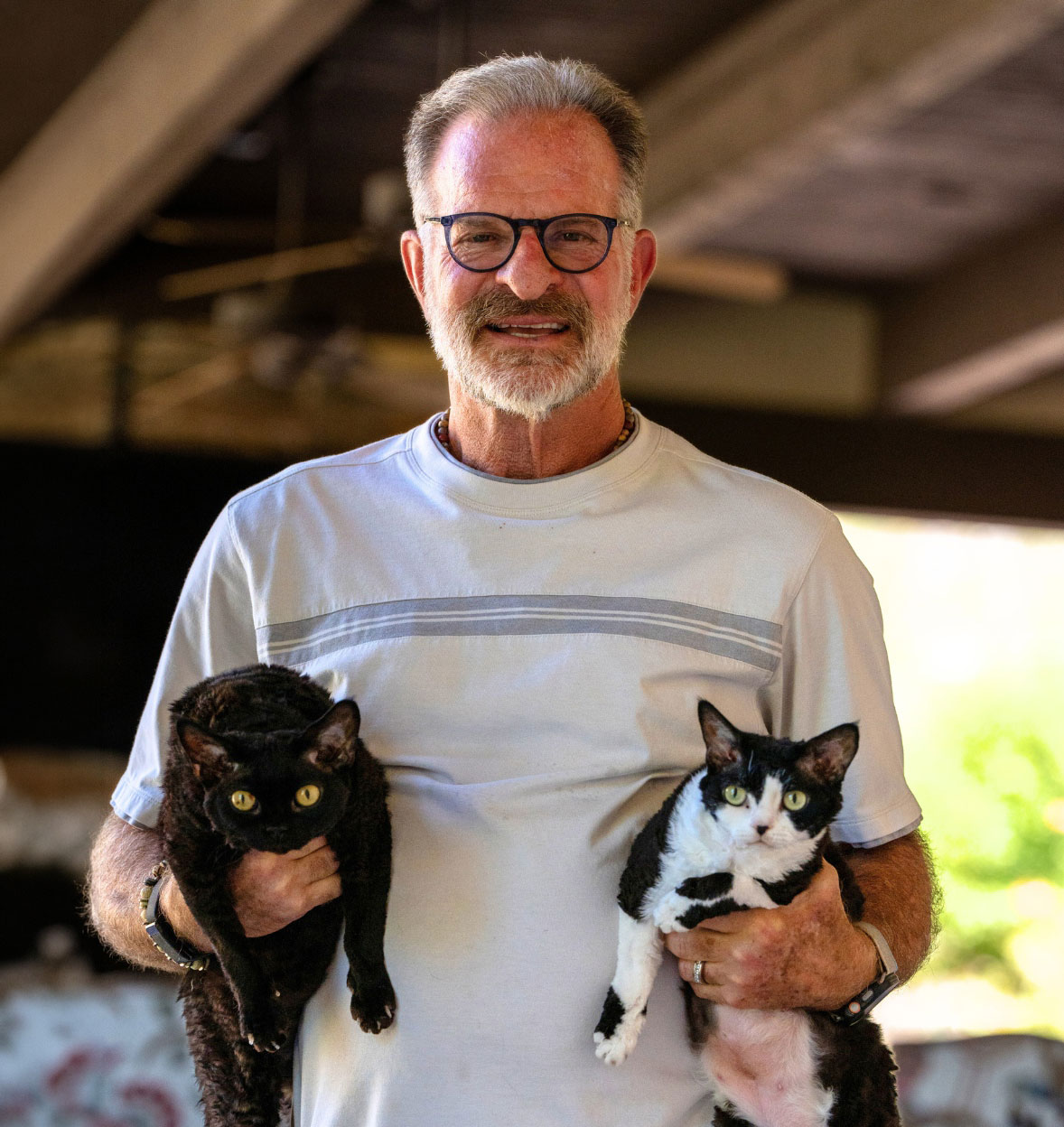 Dr. Randy with cats
